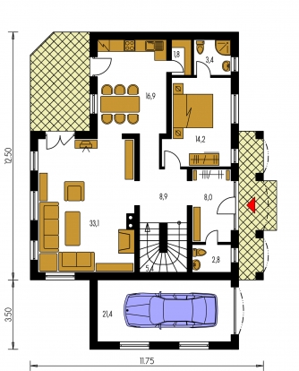 Floor plan of ground floor - KLASSIK 128